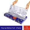 Freshee 225 Pre Cut Aluminium Foil Sheets for Wrapping Roti, Pack of 3 x 75 Sheets Each Pop up Kitchen Foil, Food Wrapping Silver Foil for Roasting, Grill Lining and More view 2