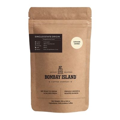 Bombay Island Coffee Thogarihunkal Estate | Medium Roast | Freshly Roasted 100% Arabica | 250 Gm | Siphon Grind
