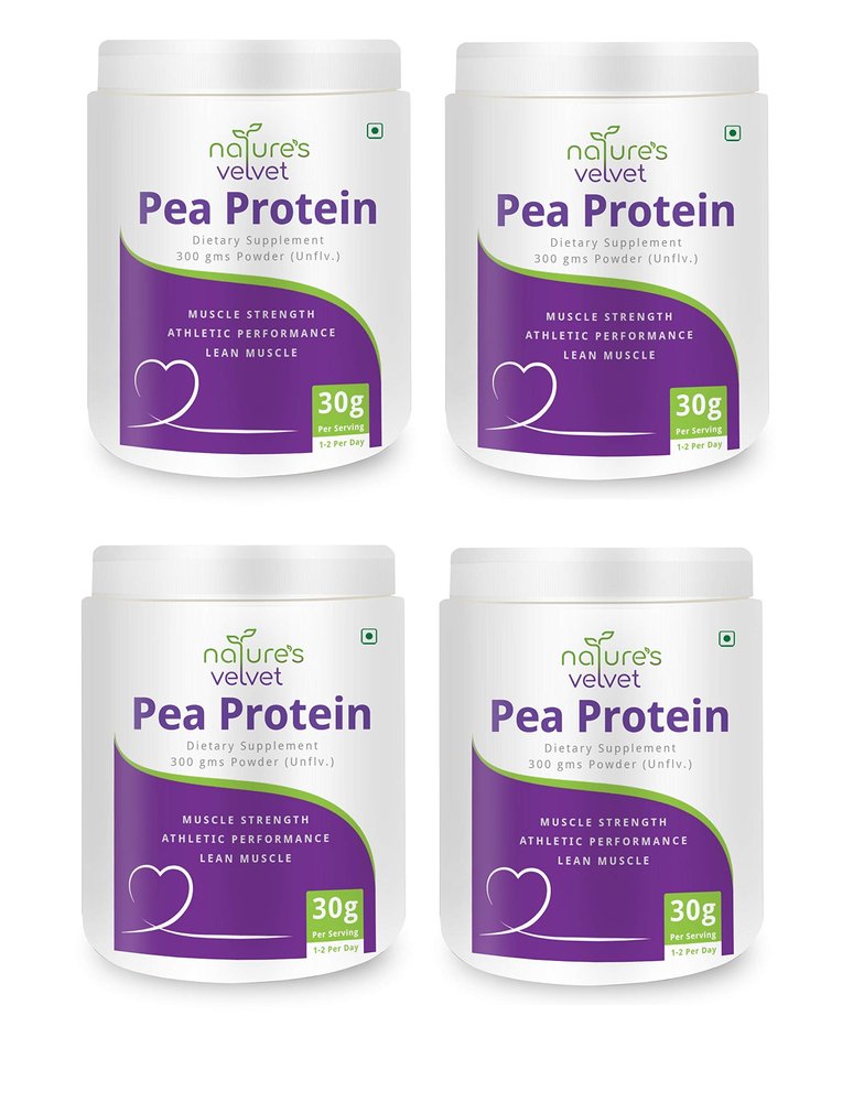 Nature's Velvet Pea Protein Isolate, 100% Vegan & Plant Based Protein, Rich in BCAAs, 300Gms - Pack of 4