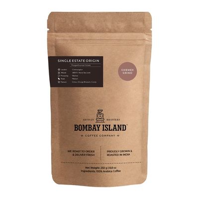 Bombay Island Coffee Thogarihunkal Estate | Medium Roast | Freshly Roasted 100% Arabica | 250 Gm | Chemex Grind