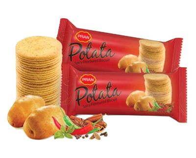 PRAN Potata Spicy Flavoured Milk Biscuits 8 Packs Of 100 Grams Each