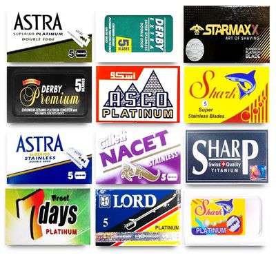 Astra-Derby-Shark-Voskhod-Rapira-Lord 60 Quality Double Edge Razor Blades Sampler (12 different brands)