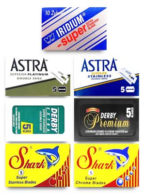 Astra-Derby-Feather-Voskhod 40 Quality Double Edge Razor Blades Sampler (7 different brands)