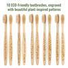 Bamboo Toothbrushes Biodegradable Eco Friendly - Natural Wooden Toothbrush with Soft Bristles - for Kids, Adults - Family 10 Pack view 4