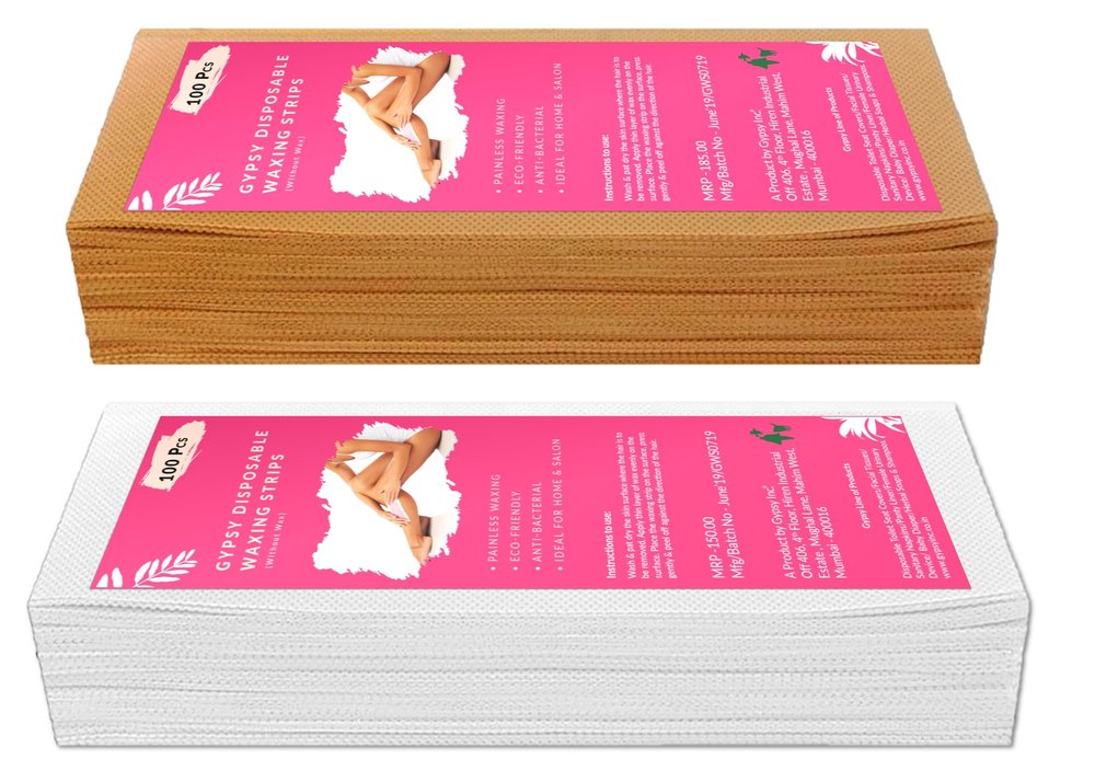 Gypsy Non-woven Body Waxing Strips - 300 Pcs - Pack of 5 - White - Hair Removal Wax Strips for Full Body, Face, Legs, Underarms, Facial Eyebrow - Disposable & Anti-Bacterial.