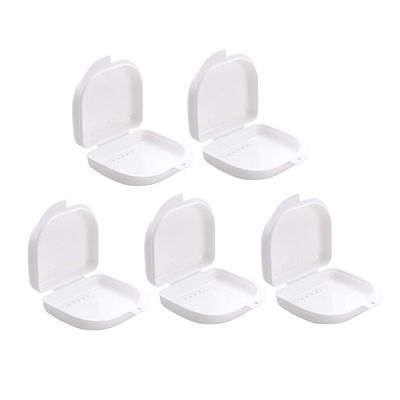 Supvox 5 Pcs Retainer Case With Lid Dentures Box, Dental Retainer Container, Denture Bath Cleaning Soaking Cup for Travel, Retainer Cleaning
