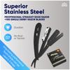 Equinox Professional Matte Black Straight Edge Razor with 100 Single Edge Derby Premium Blades - For Barbers, Salons, and Hair Enthusiasts view 3