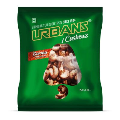 URBANS Unpeeled Borma Cashews With Skin Kaju Nuts (250Grams)