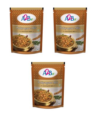 Adyar Anand Bhavan Sweets and Snacks A2B Puliyogare Tamarind Rice Mix (3 x 200 g)