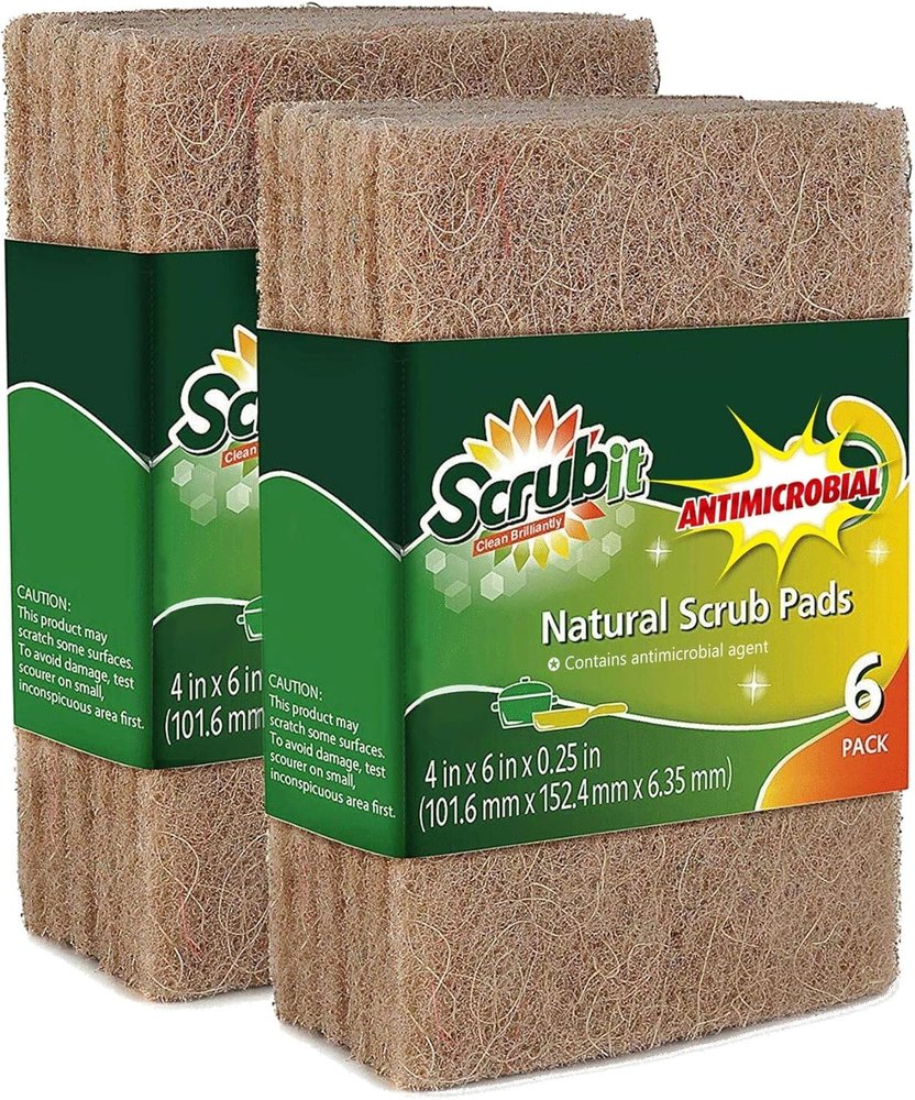 All Natural Scouring Pad by Scrub-it - Cuts Through Kitchen Dirt with Ease - Dish and Pot Non-Scratch Scrubber - 100% Natural Sisal Cleaning Scrubbing Pads - No Harmful Chemicals -12 Pack