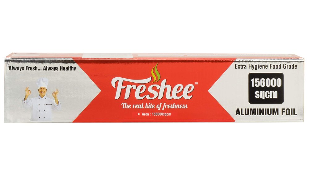 Freshee 156000sqcm Disposable Aluminium Foil for Roasting, Silver Foil for Food Delivery Wrapping Food Reheating Freezing