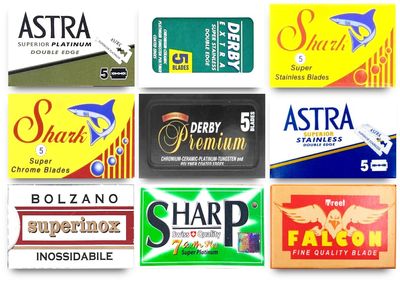 Astra-Derby-Shark-Voskhod-Treet 50 Quality Double Edge Razor Blades Sampler (9 different brands)