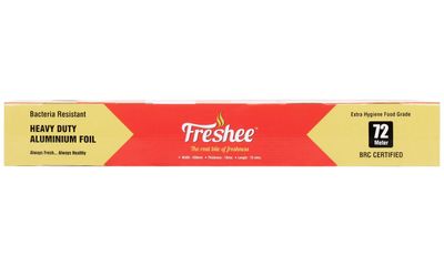 Freshee 72m Heavy Duty Aluminium Silver Kitchen Foil Roll Paper|18 Micron Thick|Food wrap|Disposable Food Parcel|Fresh Food