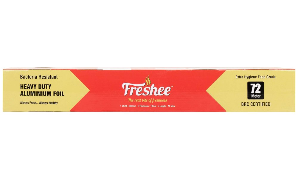 Freshee 72m Heavy Duty Aluminium Silver Kitchen Foil Roll Paper|18 Micron Thick|Food wrap|Disposable Food Parcel|Fresh Food