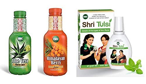 Imc Aloe Vera Fibrous Juice Himalayan Berry Juice Shri Tulsi - Unit 1 (Combo Of 3)