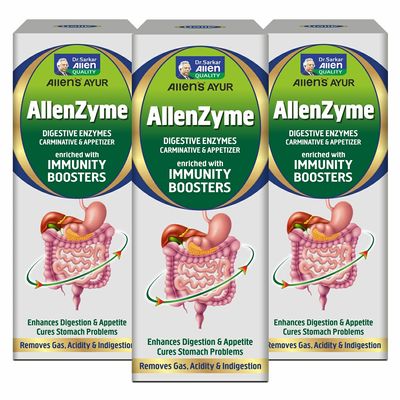 AllenZyme Ayurvedic Digestive Enzyme (250ml X 3 Packs) - helps to improve appetite, digestion