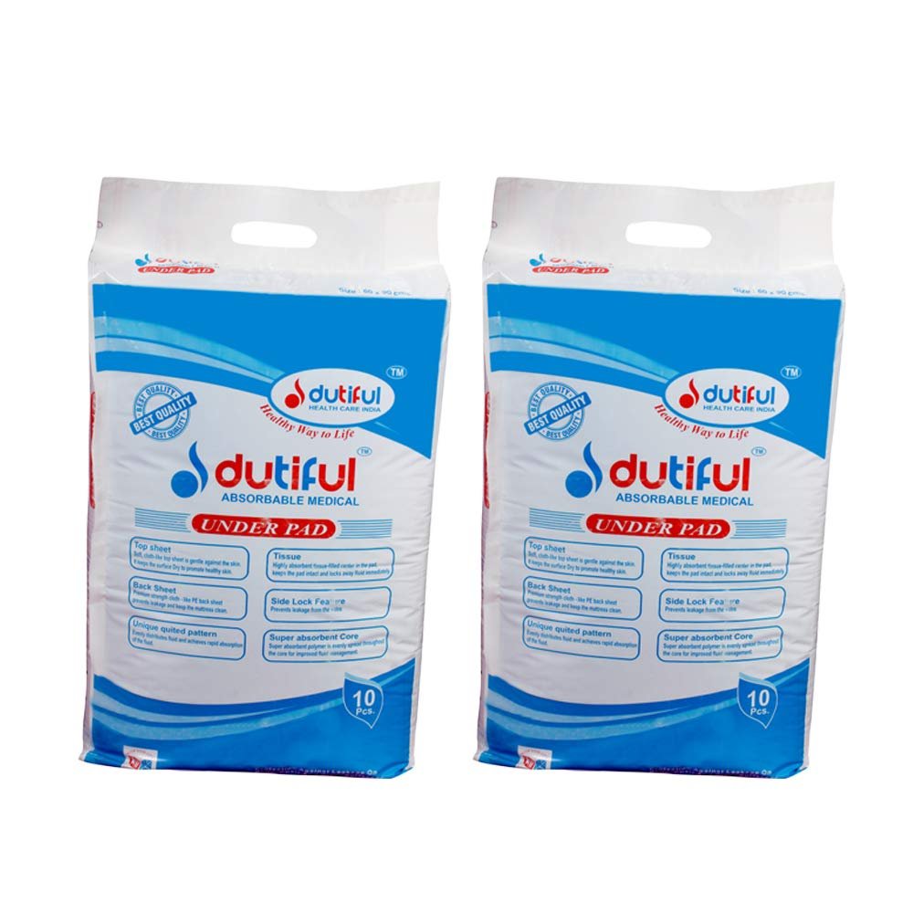 Dutiful underpads 20 pcs, size 60 * 90 cm large size (pack of 2)