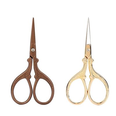HEEPDD 2Pcs Vintage Crane Shaped Stainless Steel Scissors Beauty Makeup Trim for Men Curved Rounded Facial Hair Moustache Nose Hair Beard Trimming