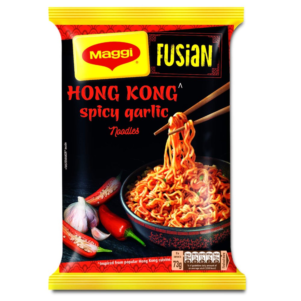 MAGGI Fusian Hong Kong Spicy Garlic Noodles Pouch, 73 grams