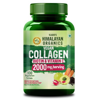 Vlado's Himalayan Organics Vegan Collagen 2000Mg | Good For Glowing Skin - 100 Veg Tablets
