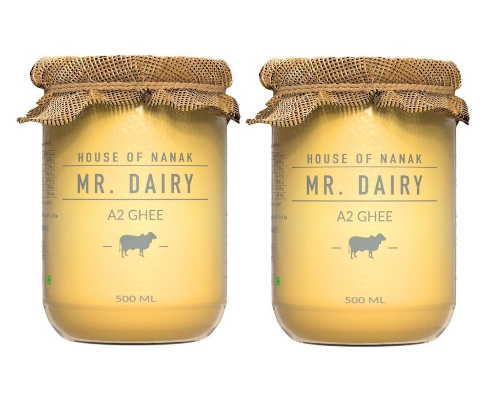 MR. DAIRY Organic Foods - 100% Pure Natural Desi A2 Milk Sahiwal Cow Ghee Ml Glass Bottle (2x500 Ml)