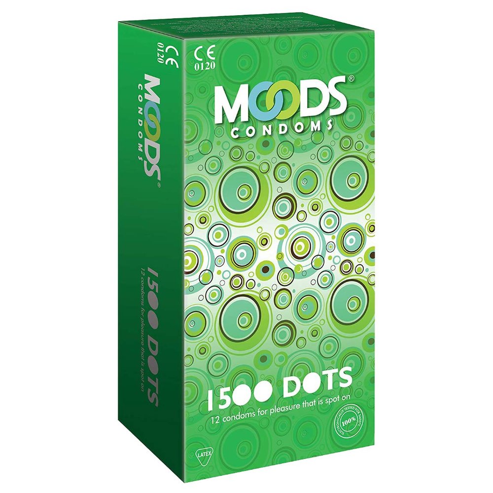 A 'MOODS' 1500 Dots Condom Made of Natural Rubber Latex For Men(1 Pack Of 12 Condom Each)