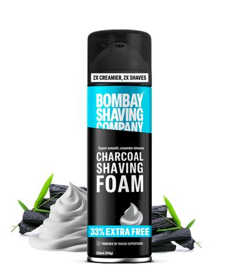 Bombay Shaving Company Charcoal Shaving Foam, 266 ml (33% extra) with Activated Charcoal & Moroccan Argan Oil