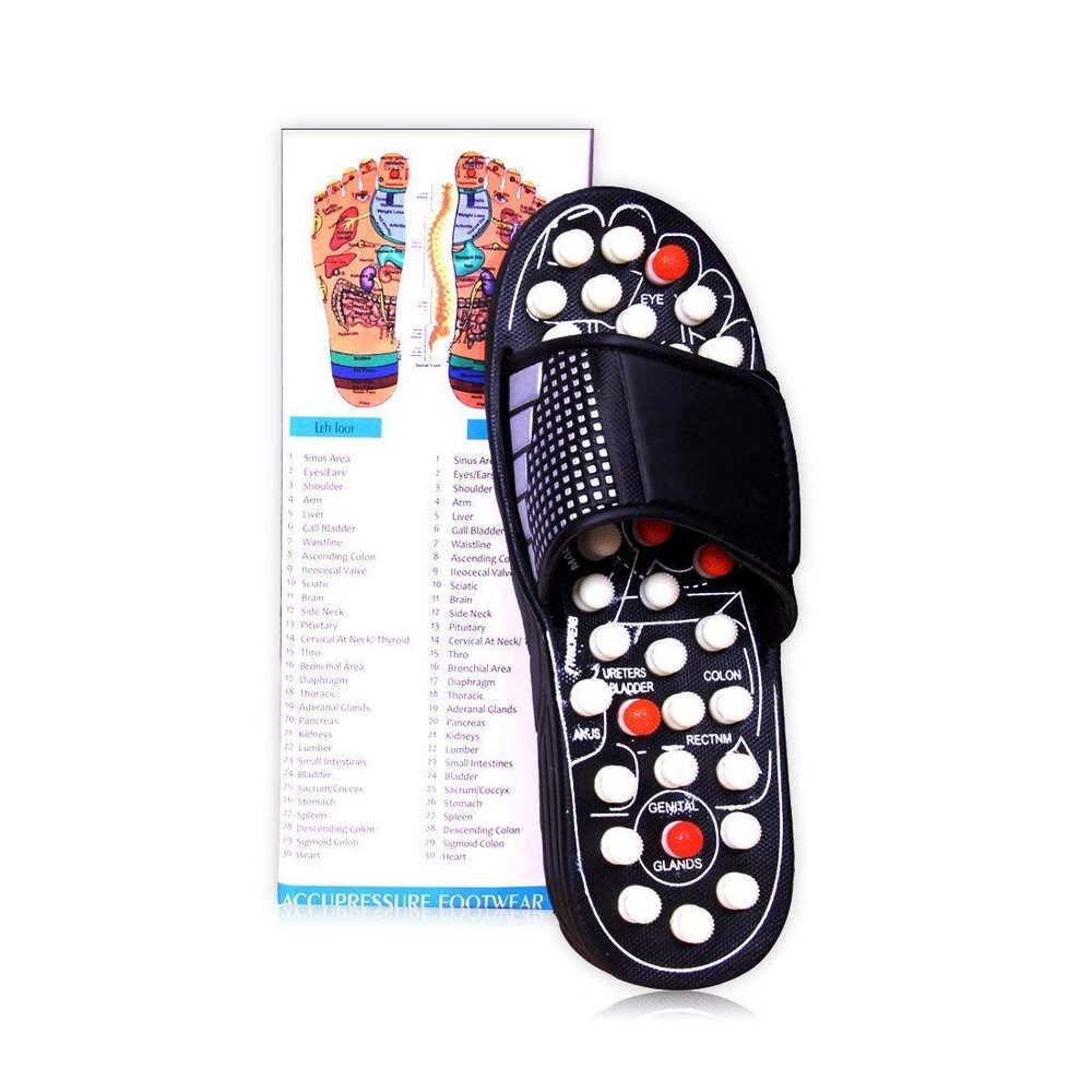 ACi Acupressure India Accu Paduka Massage Leg Foot Massager Slippers - Free Size (Black)