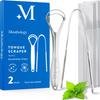 BASIC CONCEPTS Tongue Scraper(2 Pack),Cure Bad Breath(Medical Grade),Stainless Steel Tongue Cleaners,100% Bpa Free Metal Tongue Scrapers Fresher Breath In Seconds view 1