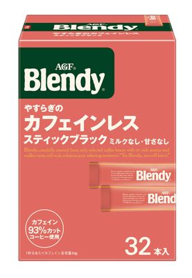 AGF Blendy Stick Black Yasuragi Decaffeinated 32 Sticks [Stick Coffee] [Soluble in Water] | Made in Japan | Japanese Coffee