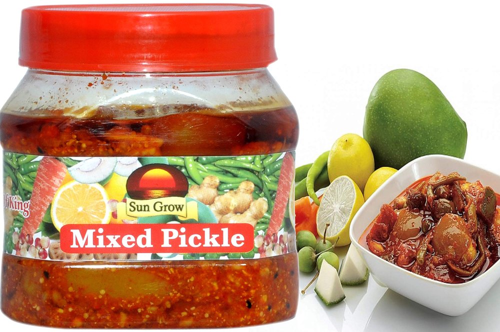 SUN GROW Food Punjabi Pachranga Mix Pickle Home Made ,Hand Made & Mother Made Herbal Masala Organic Punjabi Puchranga Super Mixed Pickle Masaledar Homemade Flavour & Taste. 500gm