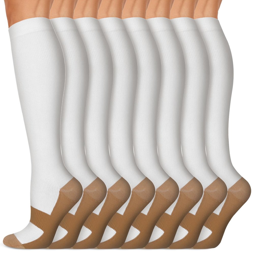 Copper Compression Socks (15-20 mmHg) for Men & Women - Running, Hiking, Cycling, Travel - Improves CirculationL/XL