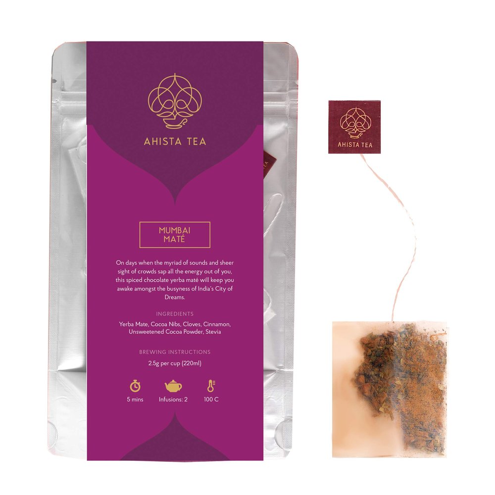 Ahista Tea | Energy Boosting Tea | 15 Tea Bags | Mumbai Mat | Chocolate Yerba Mate