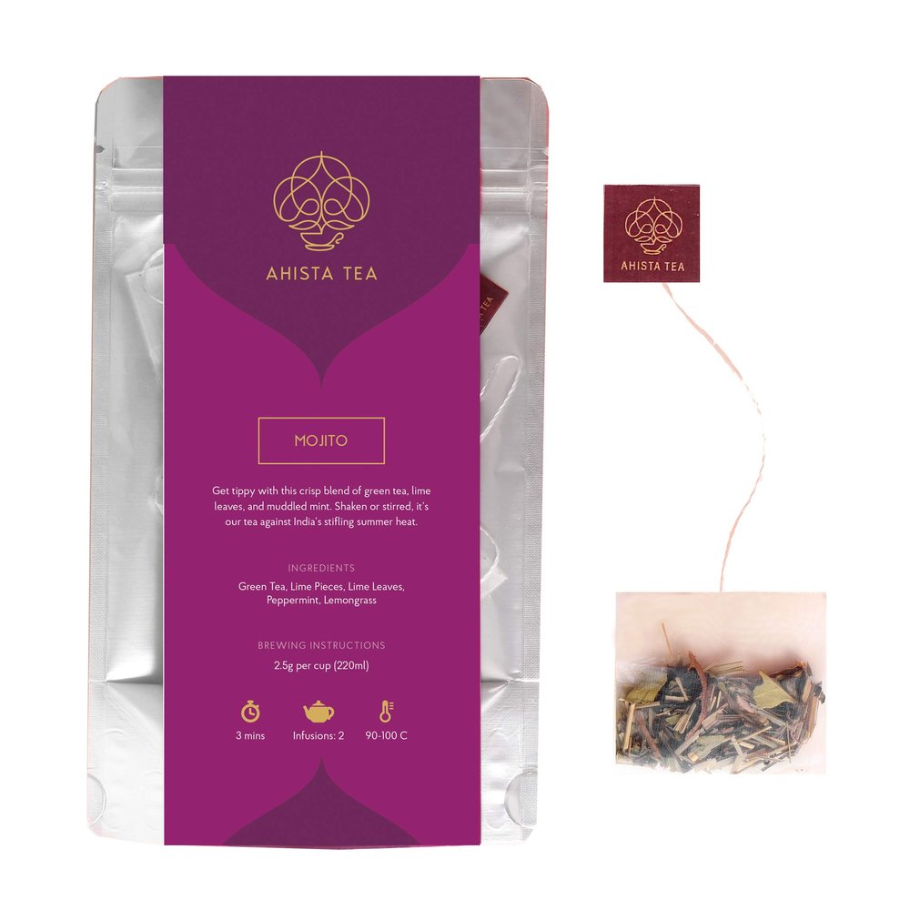 Ahista Tea | Mojito Tea | 15 Tea Bags | Mint Lime | For Tea Mocktails and Cocktails
