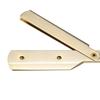Stainless Steel Straight Edge Barber Shaving Razor Folding Straight Razor Gold Single Edge Replaceable Blades fit for All of Double Edge Razor Blades (Gold) view 2