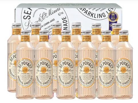 SEPOY & CO. Ginger Ale, Made with 100% Natural Ginger, Low Calorie, Enjoy as Cocktail Mixer or Mocktail, Pack of 12 X 200ml