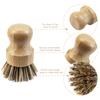AUEAR, Natural Bamboo Dish Scrub Brush Cleaning Pot Scrubber Brushes Coconut Bristles for Cast Iron Skillet Pots Pans (2-Pack, Deep Color) view 3