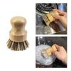 AUEAR, Natural Bamboo Dish Scrub Brush Cleaning Pot Scrubber Brushes Coconut Bristles for Cast Iron Skillet Pots Pans (2-Pack, Deep Color) view 4