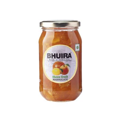 Bhuira Three Fruit Marmalade - 470g | All Natural - No Added Preservatives, Artificial Colors | Handmade Himachal Vegan Spread | Breakfast Toast Jam | Healthy Snack, Guilt-Free