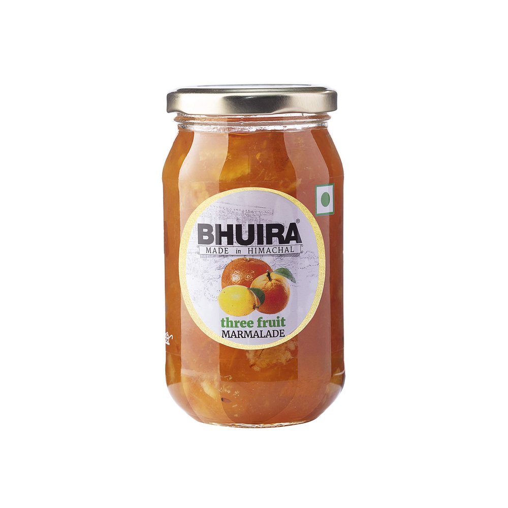 Bhuira Three Fruit Marmalade - 470g | All Natural - No Added Preservatives, Artificial Colors | Handmade Himachal Vegan Spread | Breakfast Toast Jam | Healthy Snack, Guilt-Free