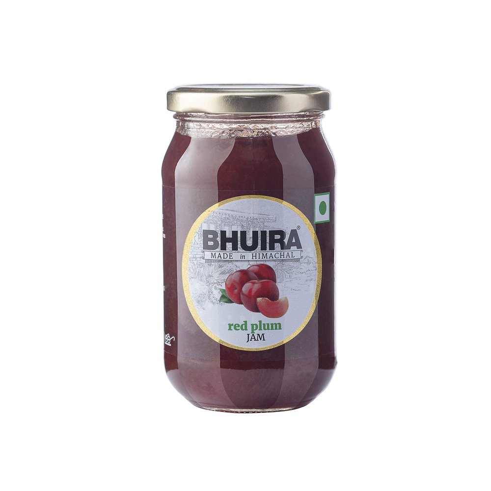 Bhuira Red Plum Jam - 470g | All Natural No Added Preservatives, Artificial Colors | Handmade Himachal Vegan Spread | Breakfast Dessert Jam | Healthy Snack | Sweet Tart