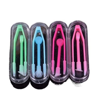 10 Sets Travel Portable Contact Lens Stick Tool Case Set Lenses Tweezers and Suction Stick for Lens Inserter Remover(Random Color)
