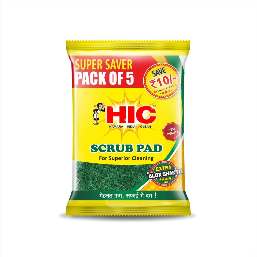 HIC Nylon Fibres Scrub pad with ALOX Particle Stain Cutters for Removing Oily deposits Combo Pack (Pack of 5x2 Total 10Pcs)