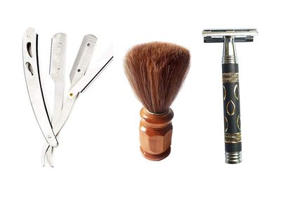 Foreign Holics Combo of Shaving Razor, Saftey and Shaving Brush for Home and Saloon Use (Pack of 1)