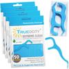 Trueocity Dental Flossers Brush Picks 4 Pack w/Travel Case (200 Total Count), Dental Floss Glides Easy Between Teeth, Flosser Helps Prevent Tooth Decay & Gum Disease, Easy Grip Handle, Mint Flavored view 1