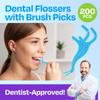 Trueocity Dental Flossers Brush Picks 4 Pack w/Travel Case (200 Total Count), Dental Floss Glides Easy Between Teeth, Flosser Helps Prevent Tooth Decay & Gum Disease, Easy Grip Handle, Mint Flavored view 2