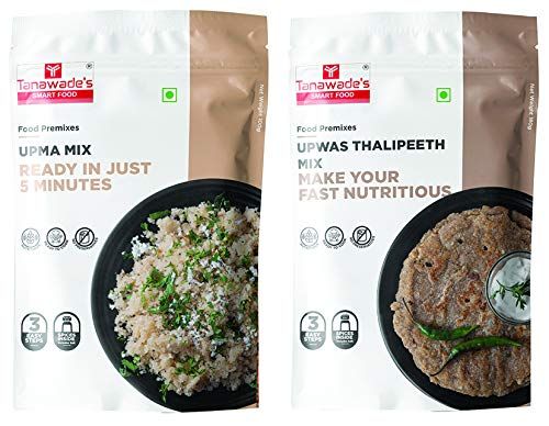 Tanawade's Smart Food Upwas Special Combo, Instant Upma, Upwas Thalipeeth Mix, Ready to Cook, Home Food with Hand Picked Flavours, Pack of 2 (one of Each)