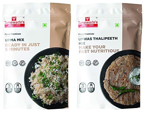 Tanawade's Smart Food Upwas Special Combo, Instant Upma, Upwas Thalipeeth Mix, Ready to Cook, Home Food with Hand Picked Flavours, Pack of 2 (one of Each)