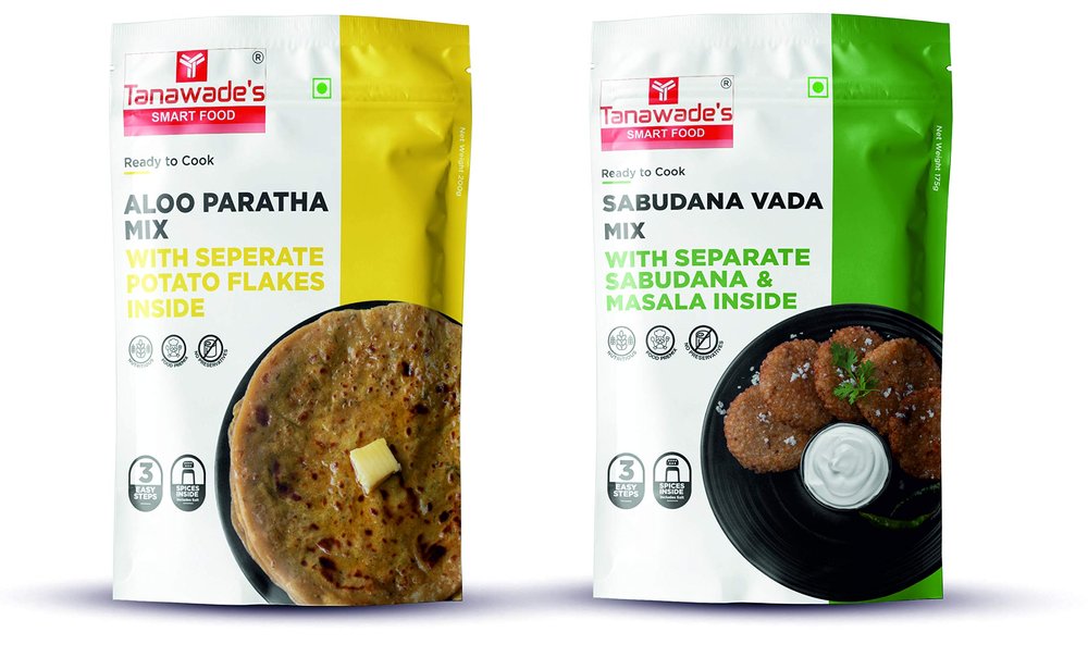 Tanawade's Smart Food Aloo Paratha Dual Combo-08, Instant Aloo Paratha, Sabudana Vada Mix, Ready to Cook, Home Food with Hand Picked Flavours, Pack of 2 (one of Each)