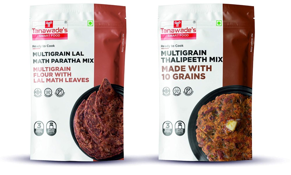 Tanawade's Smart Food Lal Math Paratha Dual Combo-11, Instant Lal Math Paratha, Thalipeeth Mix, Ready to Cook, Home Food with Hand Picked Flavours, Pack of 2 (one of Each)